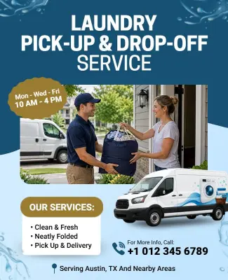 Laundry Pick-up and Drop-Off Service Flyer Template