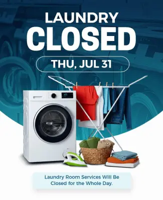 Laundry Room Temporary Closed Notice Flyer Template