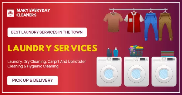 Laundry Service Offer with Colorful Clothes and Washers Facebook Ad Template