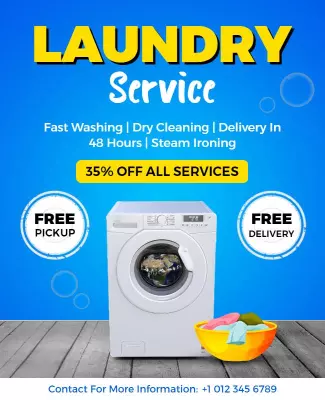 Laundry Service Promotional Flyer Template