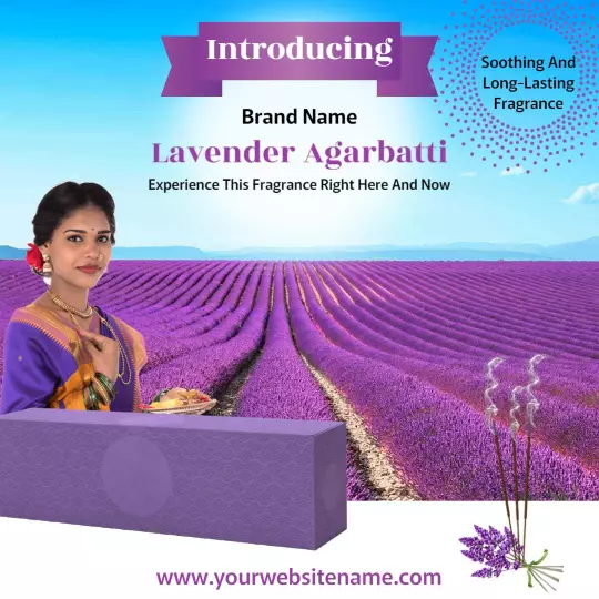 Lavender Agarbatti Soothing Fragrance Promotion Ad Template