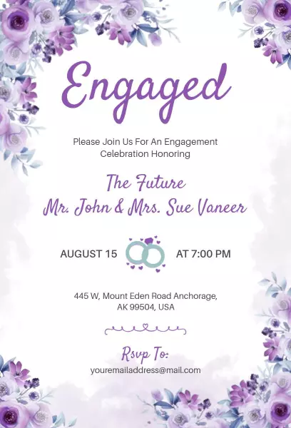 Lavender Floral Elegant Engagement Celebration Invitation Template