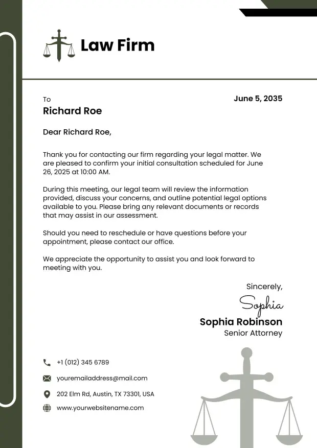 Law Firm Client Communication Letterhead Template