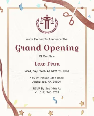Law Firm Grand Opening Announcement Flyer Template