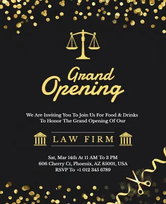 Law Firm Grand Opening Invitation Flyer Template