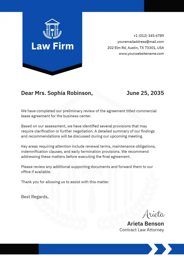 Law Firm Official Correspondence Letterhead Template