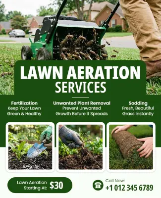 Lawn Aeration Services Flyer Template