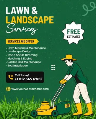 Lawn and Landscape Services Promotional Flyer Template