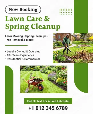 Lawn Care and Spring Cleanup Service Poster Template