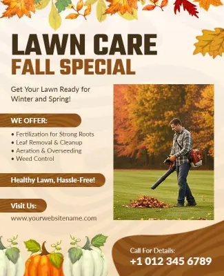 Lawn Care Fall Special Promotion Flyer Template