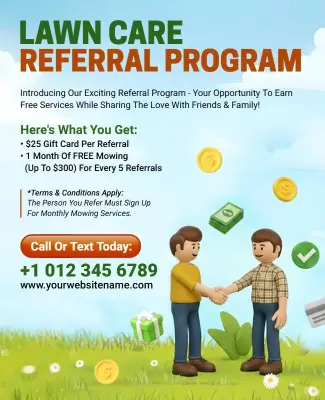 Lawn Care Referral Program Flyer Template