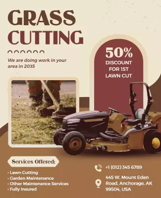 Lawn Maintenance Discount Services Grass Cutting Flyer Template