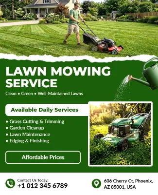 Lawn Mowing and Maintenance Service Poster Template