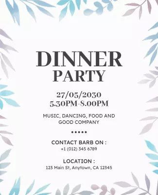 Leafy Border Dinner Party Flyer Template