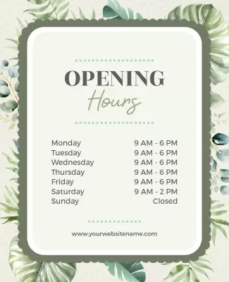 Leafy Green Business Hours Flyer Template