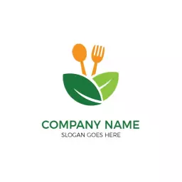Leafy Green Design Featuring Kitchenware Utensils Logo Template