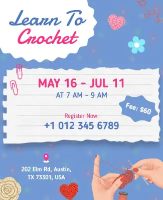 Learn to Crochet Class Poster Template