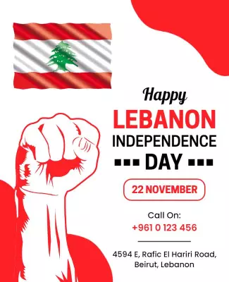 Patriotic Red and White Lebanon Independence Day Flyer Template