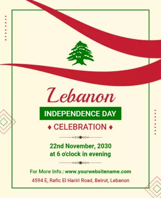 Patriotic Red and Green Lebanon Independence Day Flyer Template
