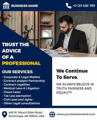 Professional Blue Legal Services Advisory Flyer Template