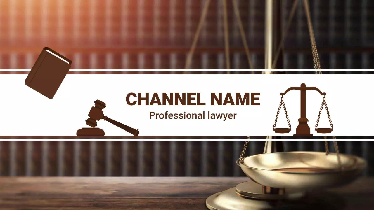 Legal Symbols and Justice Scales Graphic YouTube Banner Template