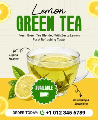 Lemon Green Tea Product Promotion Poster Template