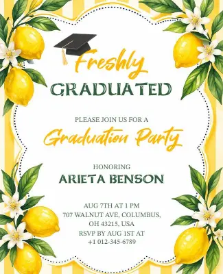 Lemon Themed Graduation Party Invitation Flyer Template
