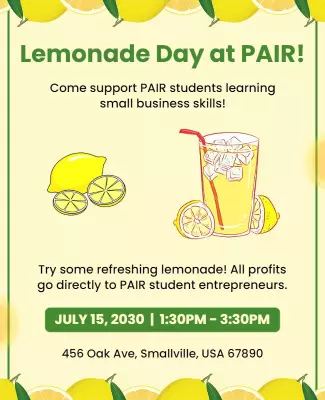 Lemonade Day Fundraising Event Flyer Template
