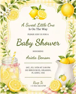 Lemonade Themed Baby Shower Invitation Flyer Template