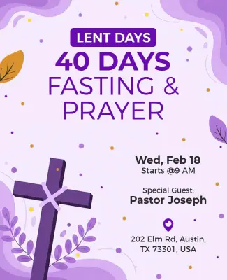 Lent Fasting and Prayer Event Flyer Template