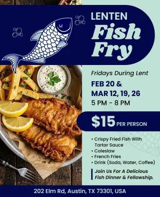 Lenten Fish Fry Event Announcement Flyer Template