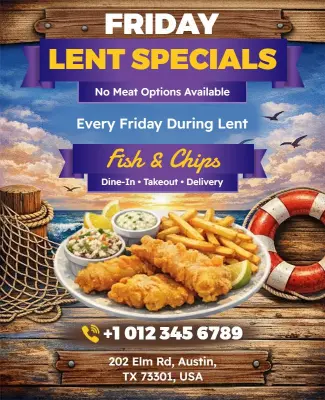 Lenten Friday Dining Specials Promotion Flyer Template