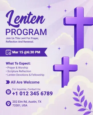 Lenten Program Religious Event Flyer Template