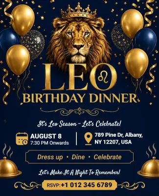 Leo Birthday Dinner Celebration Flyer Template