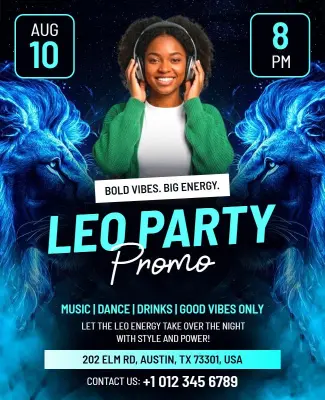 Leo Party Promo Flyer Template
