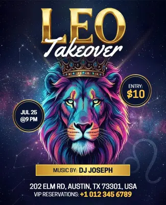 Leo Takeover Party Flyer Template