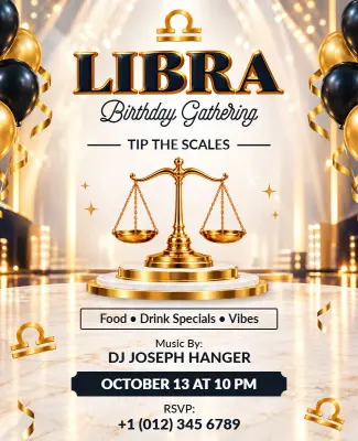Libra Birthday Gathering Event Flyer Template