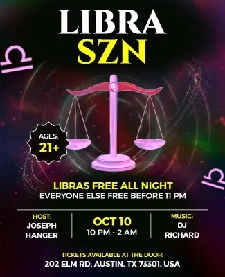 Libra SZN Party Flyer Template