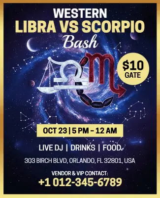 Libra Vs Scorpio Bash Night Flyer Template