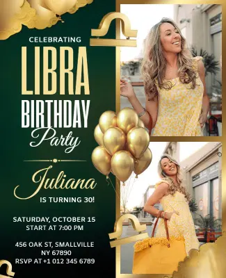 Libra Zodiac Birthday Celebration Party Flyer Template