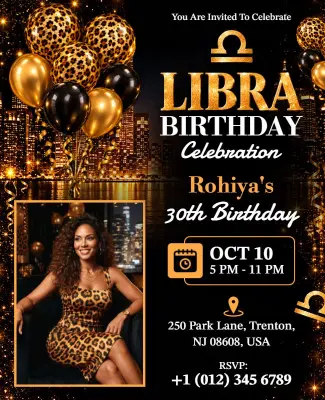 Libra Zodiac Themed Birthday Celebration Flyer Template