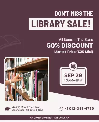 Book Sale Discount Event Library Flyer Template
