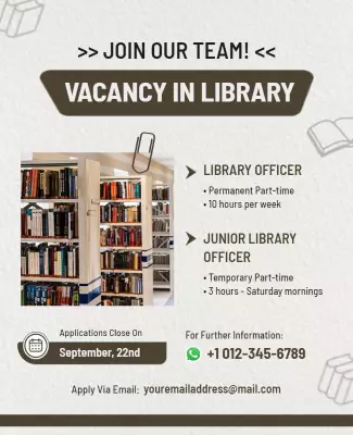 Job Openings Announcement Library Flyer Template