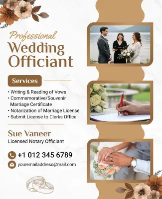 Licensed Notary Wedding Officiant Services Flyer Template