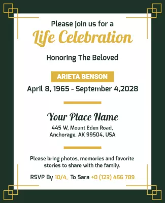 Life Celebration Memorial Event Flyer Template