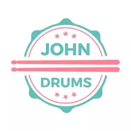 Light Blue and Pink Drummer Badge Logo for Musicians Logo Template