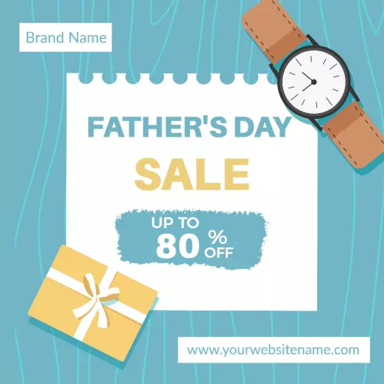 Light Blue Father’s Day Sale with Gift Box and Watch Ad Template