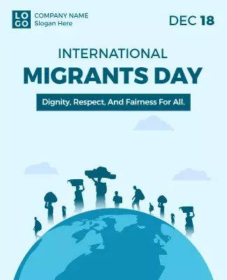 Light Blue International Migrants Day Awareness Poster Template