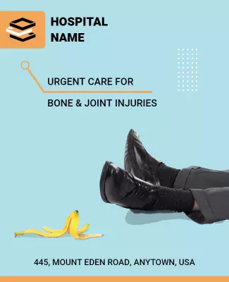 Light Blue Urgent Care for Bone and Joint Injuries Poster Template