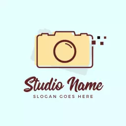 Light Blue Vintage Camera Design for Photography Logo Template
